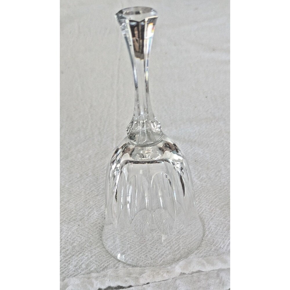 Vintage Clear Crystal Cut Glass Decorative Bell Faceted Handle 4.5" Tall